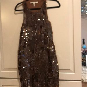 Brown sequence mini tank dress